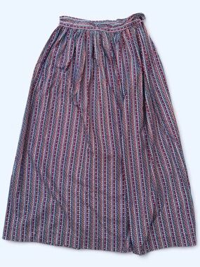 Vintage Western Maxi Skirt Cranston Print Red, White & Blue Cottagecore Small